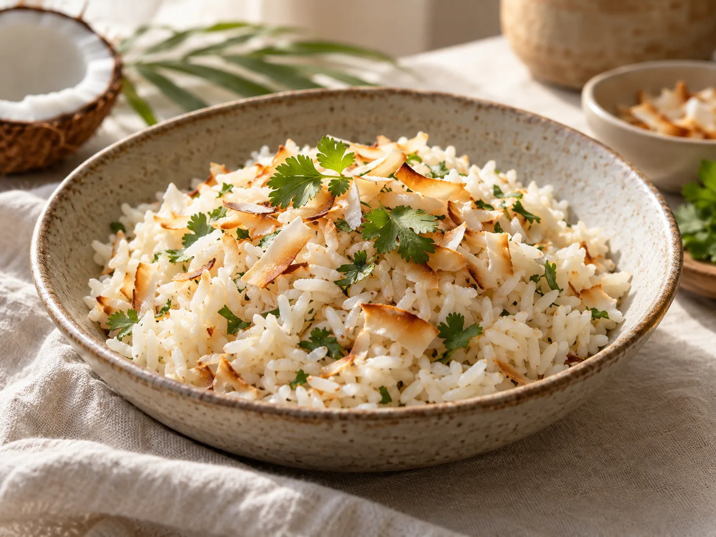 Arroz con coco en un cuenco